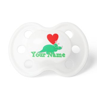 Cute Cartoon Dinosaur Hearts customizable name Baby Pacifiers