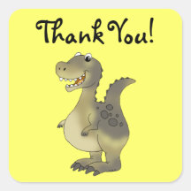 Cute cartoon dinosaur thank you sticker