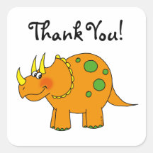 Cute cartoon dinosaur thank you stickers