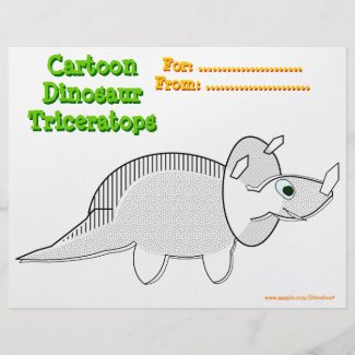 Cute Cartoon Dinosaur Triceratops Colouring Page Customized Letterhead