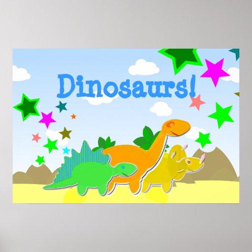 Cute Cartoon Dinosaurs Friends Poster Zazzle