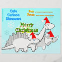 Cute Cartoon Dinosaurs Santa Hats Coloring Page