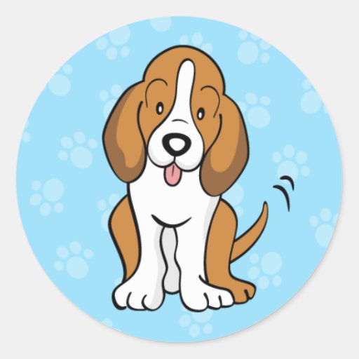 Cute Cartoon Dog Basset Hound Sticker | Zazzle