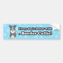 Cute Cartoon Dog Border Collie Bumper Sticker
