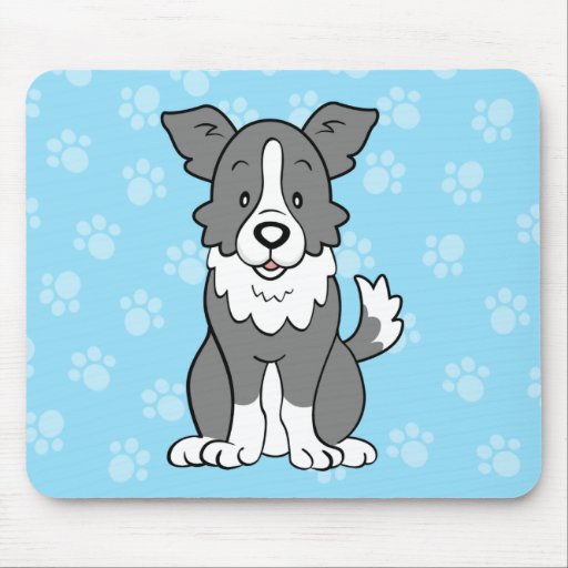 Cute Cartoon Dog Border Collie Mousepad | Zazzle