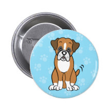 Cute Cartoon Dog Boxer Button