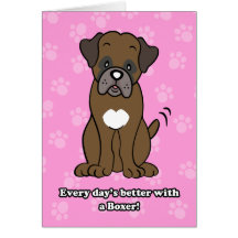 Cute Cartoon Dog Boxer Greeting Card