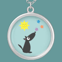 Cute Cartoon Dog & Butterflies Charity necklaces
