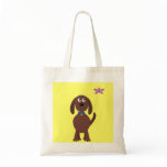 Cute Cartoon Dog &amp; Butterfly Customizable Charity Tote Bag
