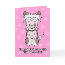 Cute Cartoon Dog Chinese Crested Greeting Card