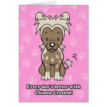 Cute Cartoon Dog Chinese Crested Greeting Card