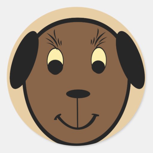 Cute Cartoon Dog Face Classic Round Sticker | Zazzle