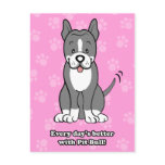 Cute Cartoon Dog Pitbull Postcard