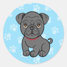 Cute Cartoon Dog Pug Sticker