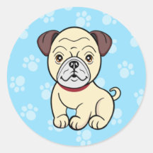 Cute Cartoon Dog Pug Sticker