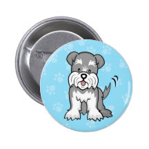 Cute Cartoon Dog Schnauzer Button
