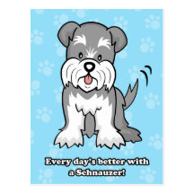 Cute Cartoon Dog Schnauzer Postcard
