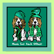 Cute Cartoon Dogs Couple Poster posters