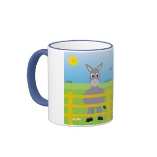 Cute cartoon donkeys blue ringer mug mug