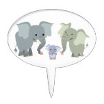 Cute Cartoon Elephant Family Cake Pick