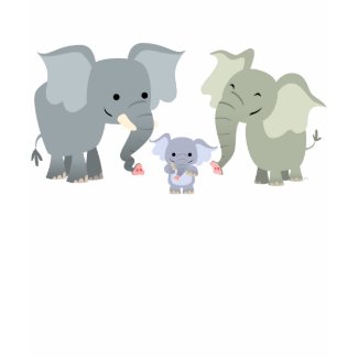 Cute Cartoon Elephant Family Women T-Shirt shirt
