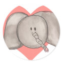 Cute Cartoon Elephant Heart Stickers. by sarahwolf2 Cute Cartoon Elephant Heart Stickers.