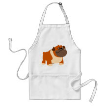 Cute Cartoon English Bulldog Cooking Apron