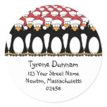 Cute Cartoon Festive Penguins Fun Address Labels Sticker