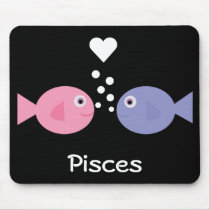 Cute cartoon fish black Pisces mousepad