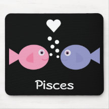Cute cartoon fish black Pisces mousepad