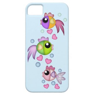 Cute cartoon fish with sweet hearts iPhone 5 case