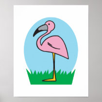 cute cartoon flamingo poster