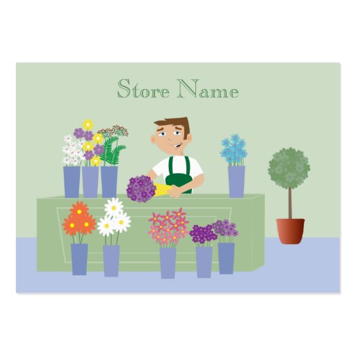 Cute Cartoon Florist & Flowers Business Cards