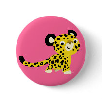 Cute Cartoon Friendly Leopard Button Badge