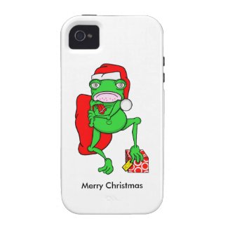 Cute Cartoon Frog Dressed As Santa iPhone 4 Covers