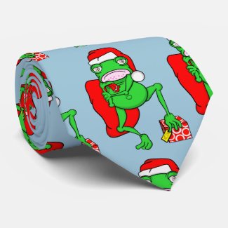 Cute Cartoon Frog Dressed As Santa Tie
