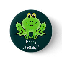 Cute Cartoon Frog Hoppy Birthday Funny Greeting Pins