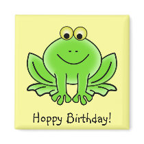 Cute Cartoon Frog Hoppy Birthday Funny Greeting Fridge Magnet