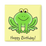 Cute Cartoon Frog Hoppy Birthday Funny Greeting Fridge Magnet