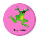 Cute Cartoon Frog Personalized Name Gift Magnets