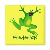 Cute Cartoon Frog Personalized Name Gift Magnets