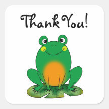 Cute cartoon frog thank you stickers