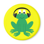 Cute cartoon frog with headphones magnet