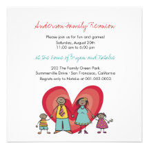 Cute Cartoon Fun Happy Family Reunion Party Invite