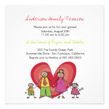 Cute Cartoon Fun Happy Family Reunion Party Invite