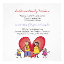 Cute Cartoon Fun Happy Family Reunion Party Invite
