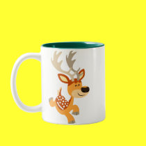 Cute Cartoon Gamboling Fallow Deer Mug mugs