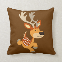 Cute Cartoon Gamboling Fallow Deer Pillow