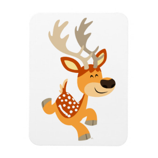 Cute Cartoon Gamboling Fallow Deer Premium Magnet