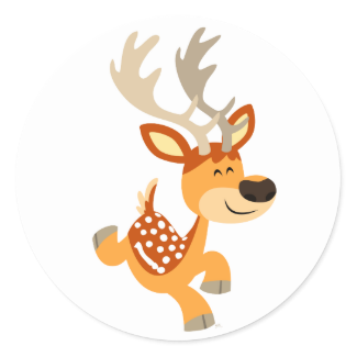 Cute Cartoon Gamboling Fallow Deer Sticker